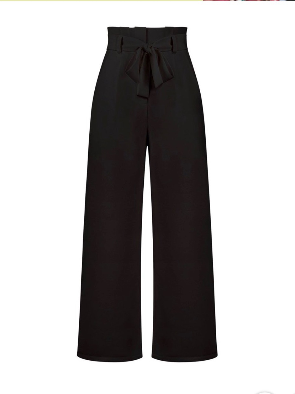 LOFT Black High-Rise Wide Leg Pants with Self Tie Belt